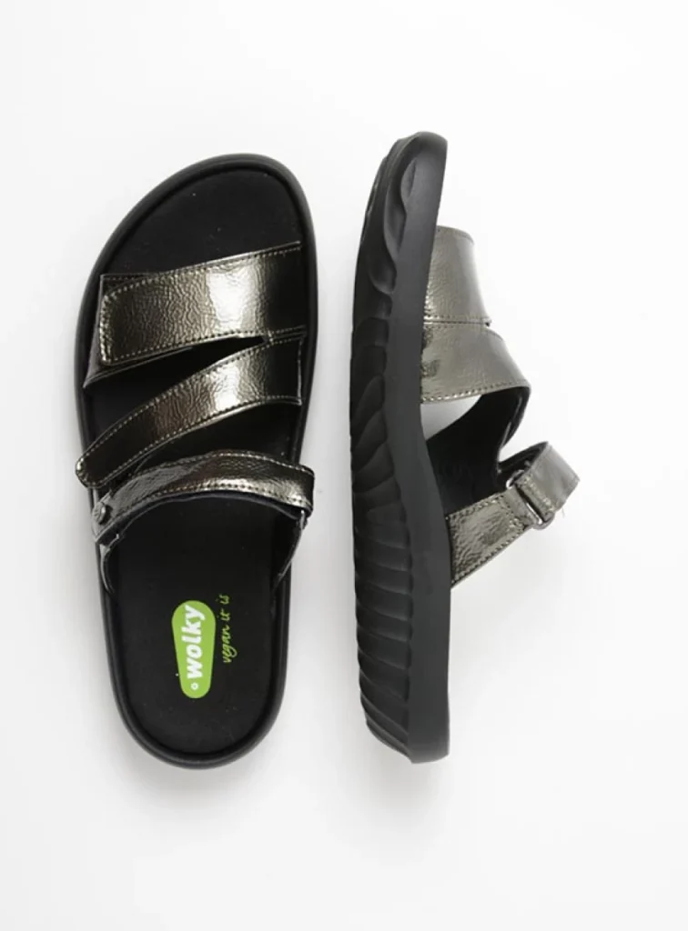 Wolky Slippers 00889 Sense Vegan 96700 grijsgroen vegan lak