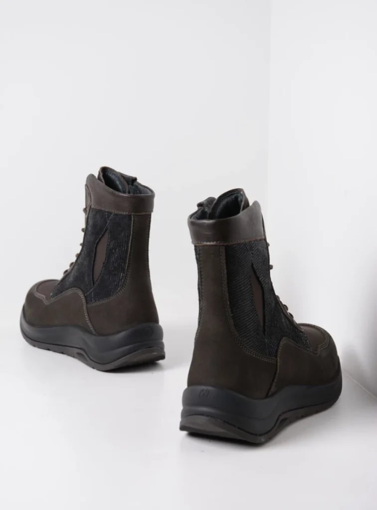 Wolky Hoge veterschoenen 00983 Ellon S2F 90302 asfalt stretchleer