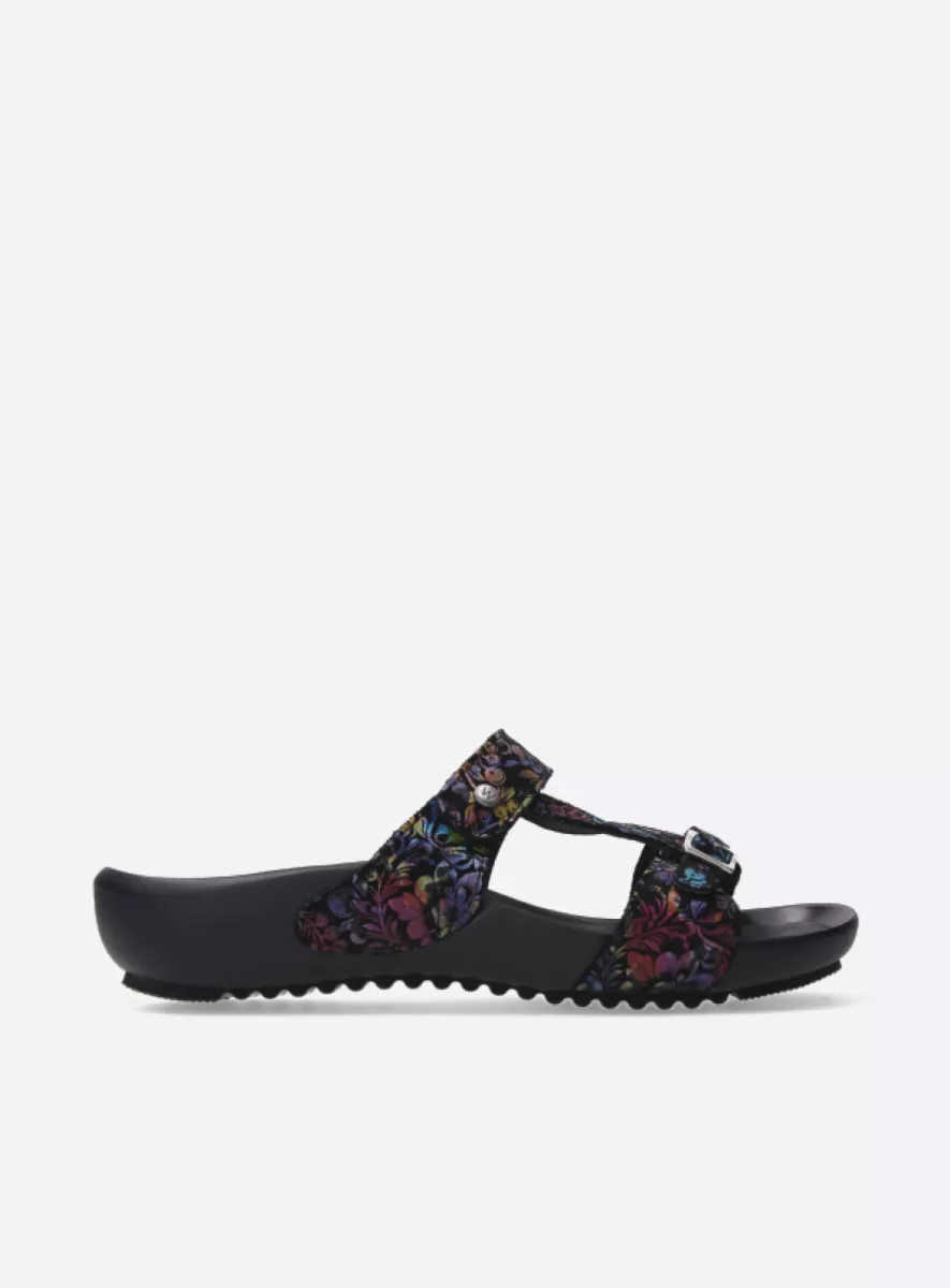 Wolky Slippers 01000 O'Connor 48999 zwart/multi flower nubuck