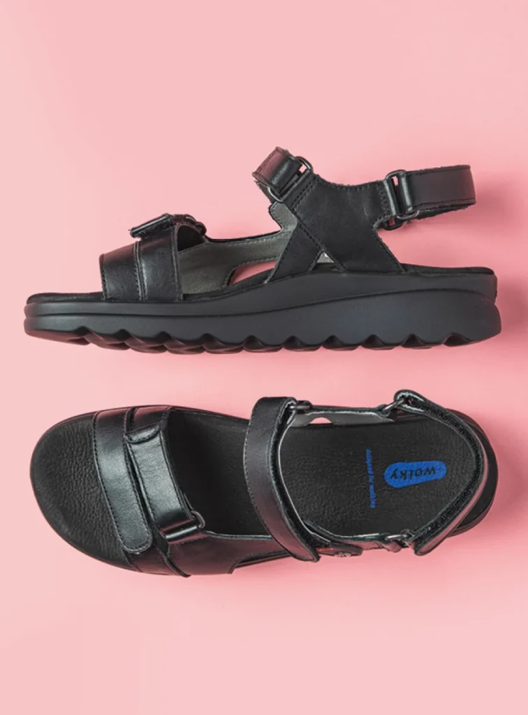 Wolky Sandalen 01525 Mile 50000 zwart leer