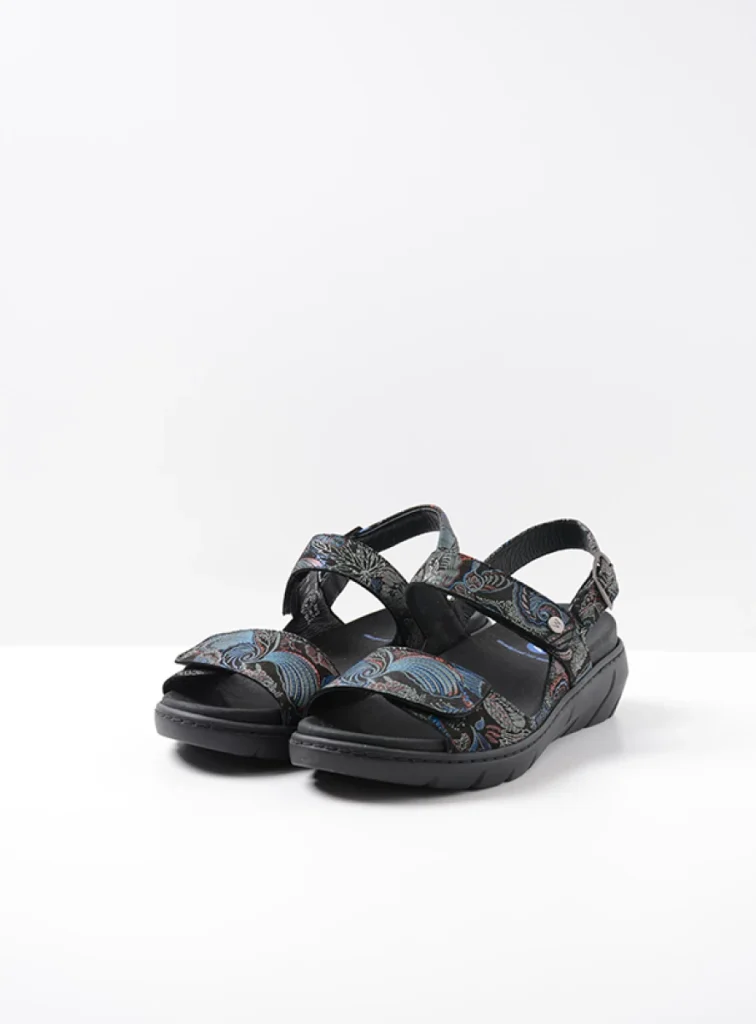 Wolky Sandalen 04104 Santorini 68080 zwart/blauw suede