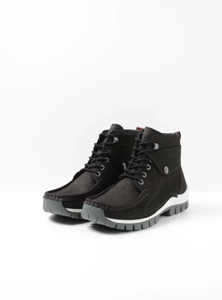 Wolky Hoge veterschoenen 04725 Jump 11015 zwart grijsgroen nubuck