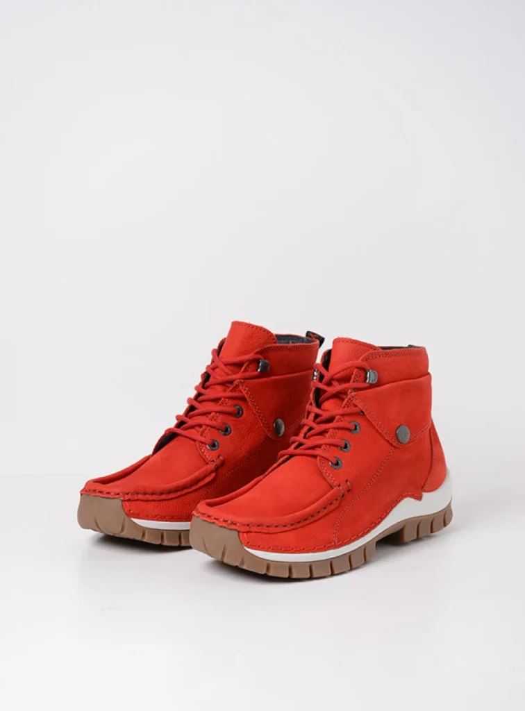 Wolky Hoge veterschoenen 04725 Jump 11500 rood nubuck