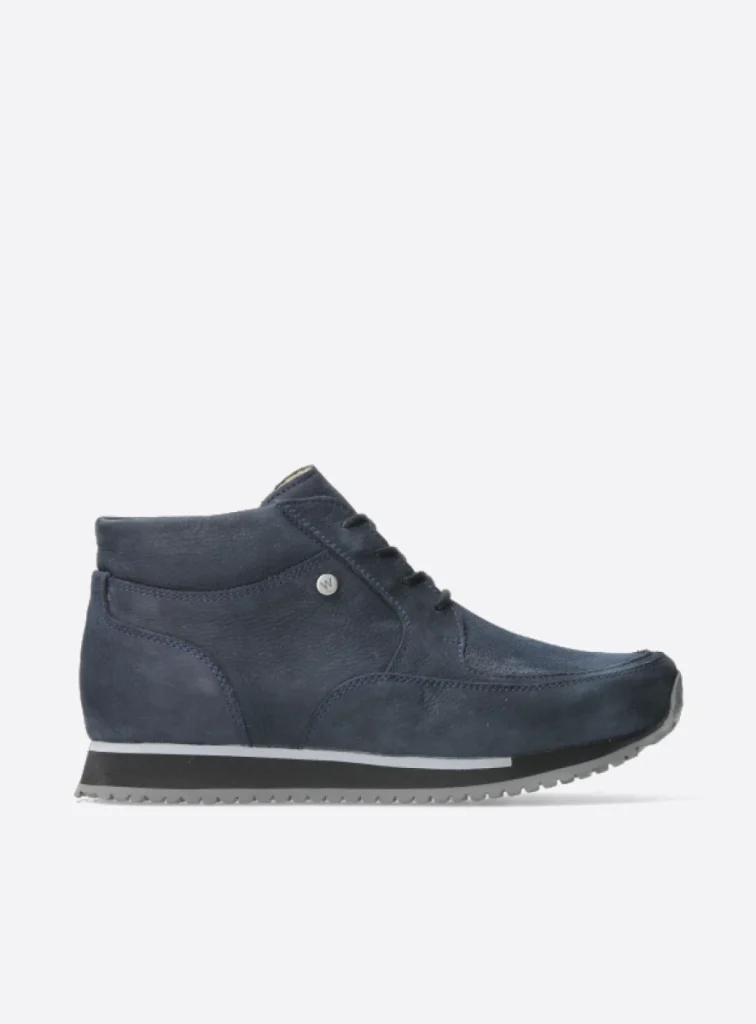 Wolky Hoge veterschoenen 05802 e-Boot 11800 blauw stretch nubuck