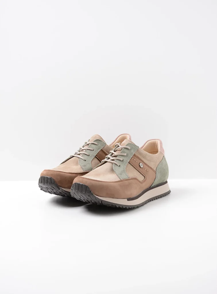 Wolky Sneakers 05804 e-Walk 90151 taupe grijsgroen combi leer