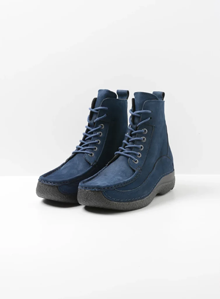 Wolky Hoge veterschoenen 06201 Roll Boot 11820 blauw nubuck