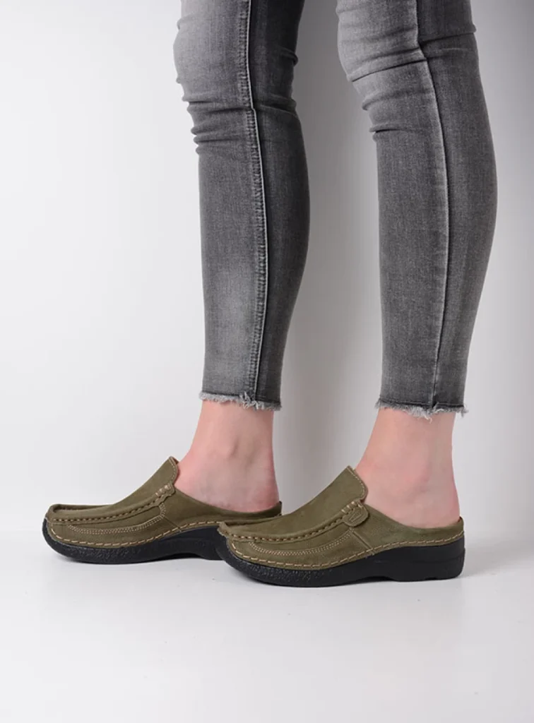 Wolky Klompen 06202 Roll Slide 13709 pesto groen nubuck