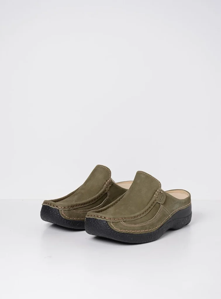 Wolky Klompen 06202 Roll Slide 13709 pesto groen nubuck