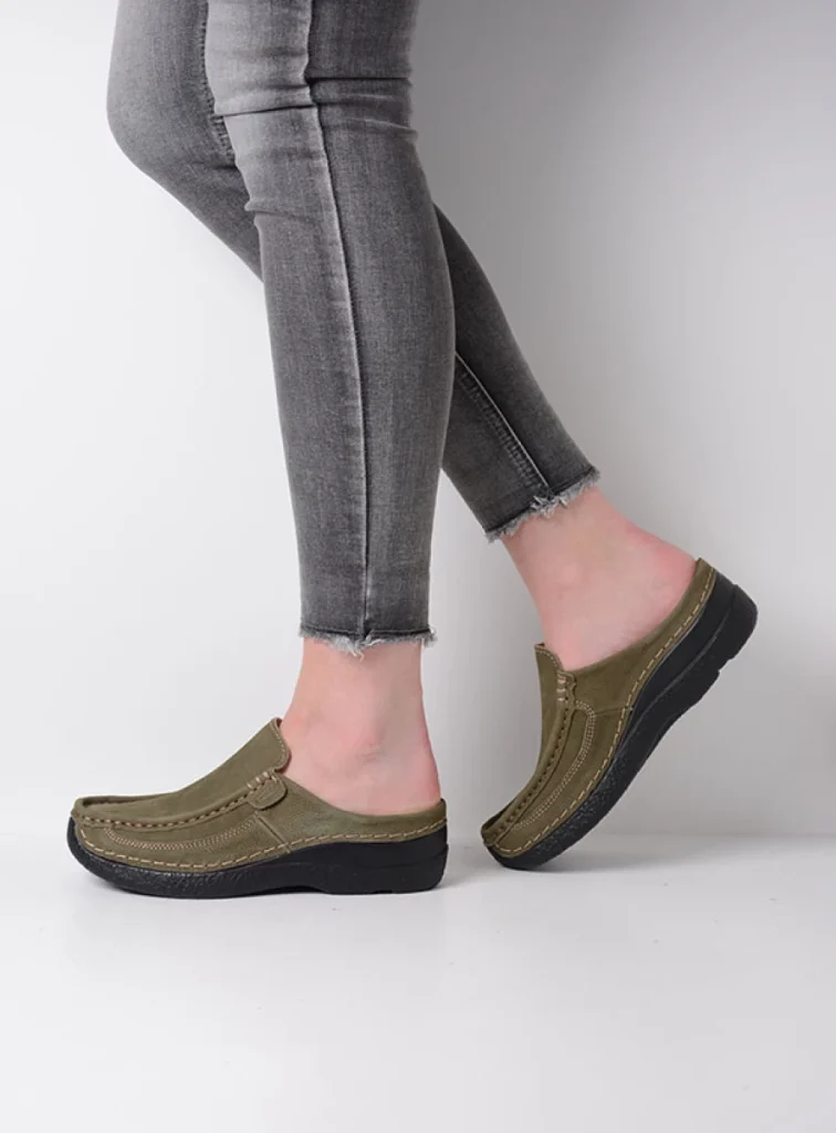 Wolky Klompen 06202 Roll Slide 13709 pesto groen nubuck