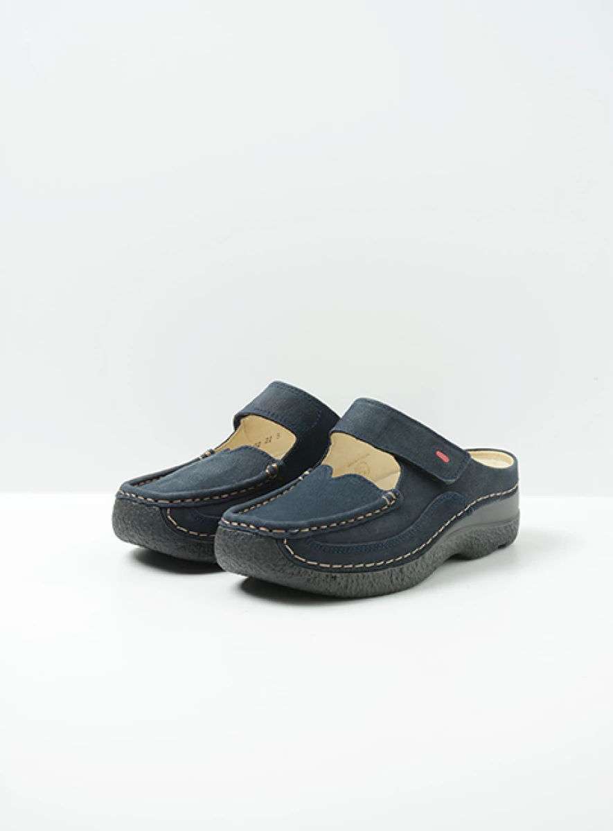 Wolky Slippers 06227 Roll Slipper 13800 blauw nubuck