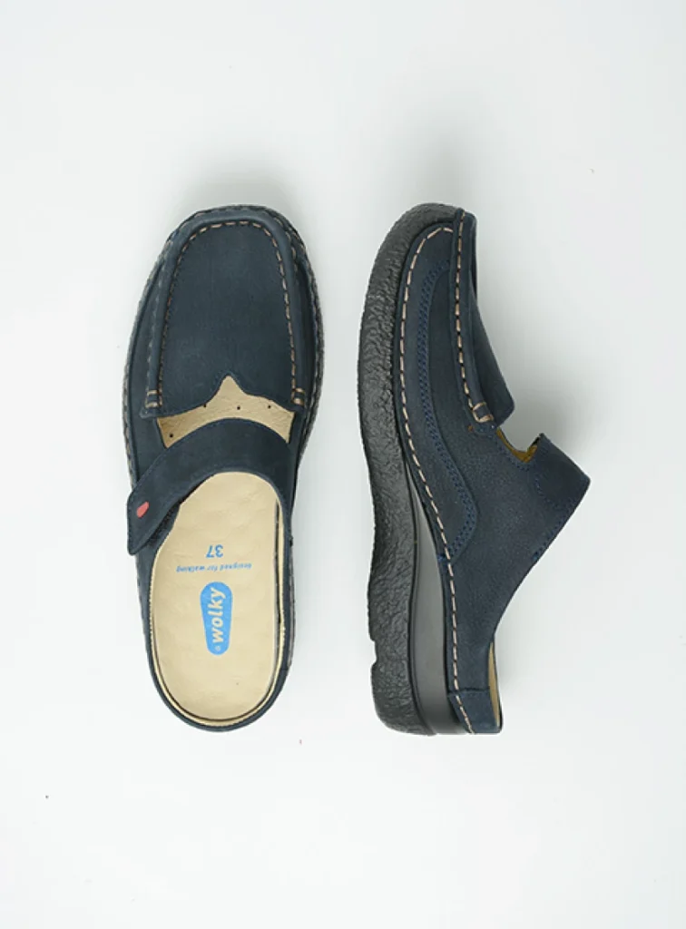 Wolky Slippers 06227 Roll Slipper 13800 blauw nubuck