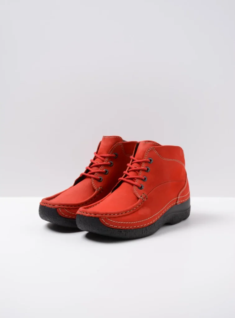 Wolky Hoge veterschoenen 06242 Roll Shoot 16505 donkerrood nubuck