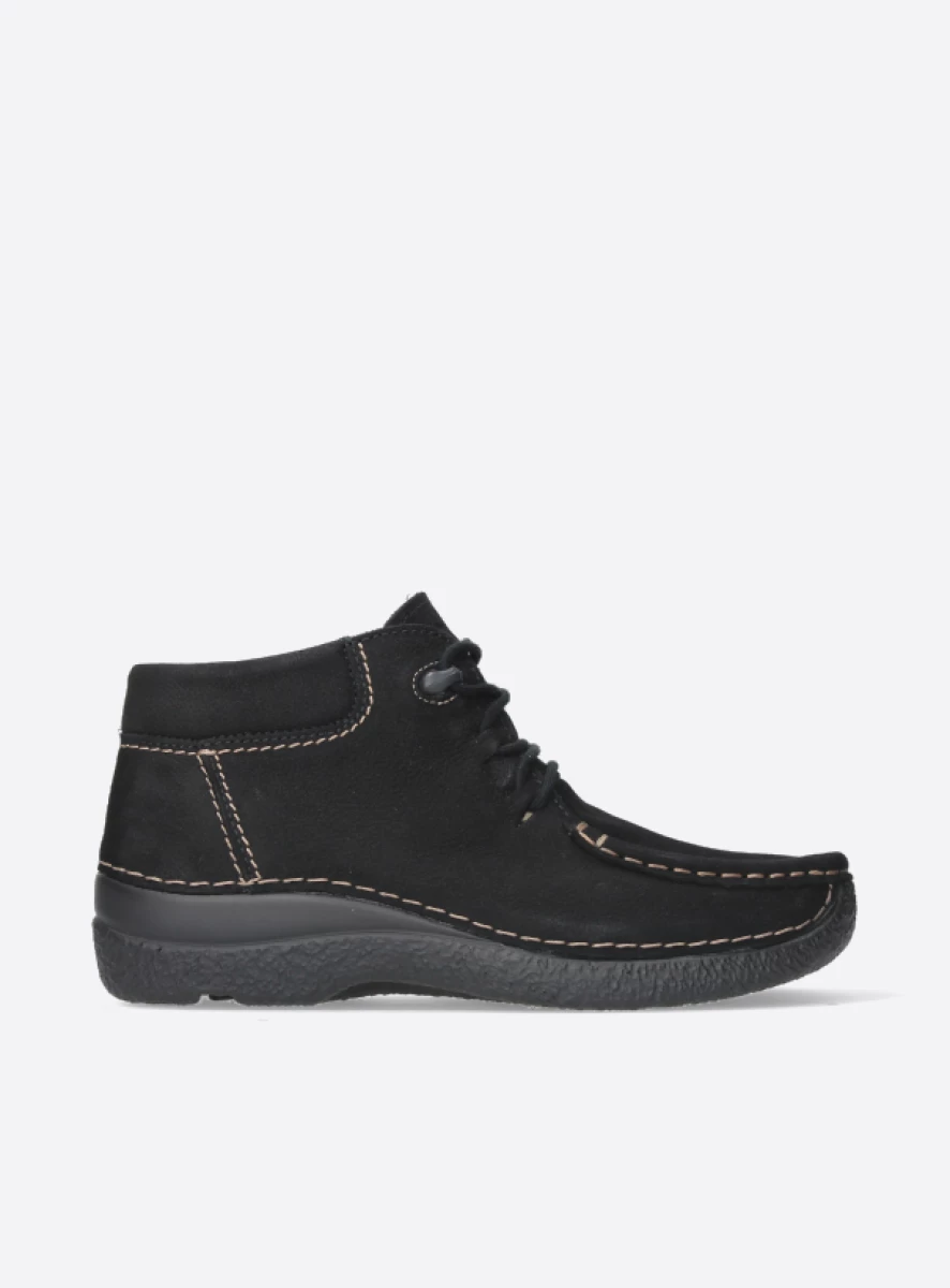 Wolky Hoge veterschoenen 06253 Seamy Moc 11000 zwart nubuck