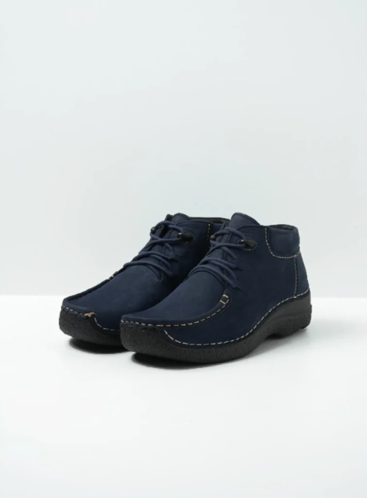 Wolky Hoge veterschoenen 06253 Seamy Moc 11800 blauw nubuck