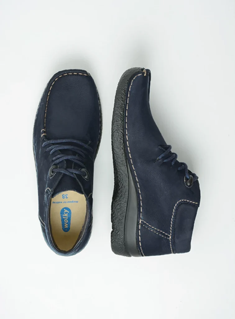 Wolky Hoge veterschoenen 06253 Seamy Moc 11800 blauw nubuck