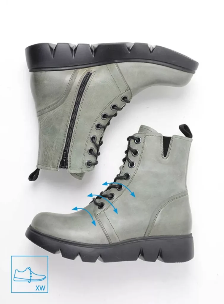 Wolky Hoge veterschoenen 06325 Hope XW 30215 grijs groen leer