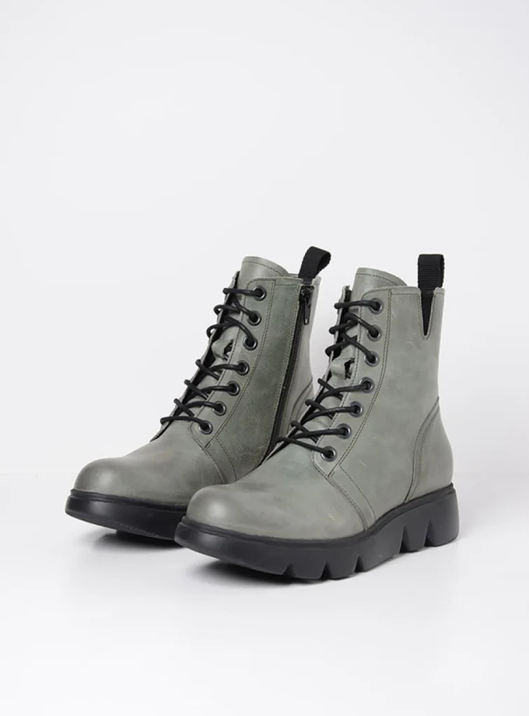 Wolky Hoge veterschoenen 06325 Hope XW 30215 grijs groen leer