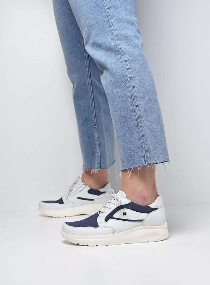 Wolky Sneakers 06400 Impact S2F 90184 wit/jeans stretch/leer combi