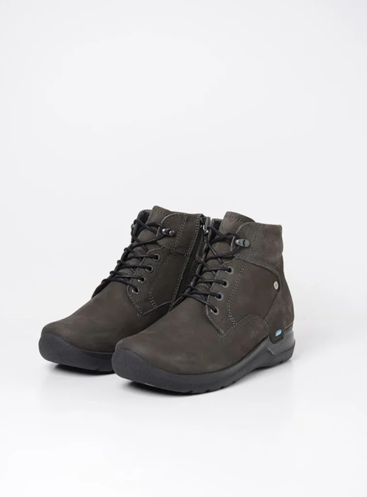 Wolky Hoge veterschoenen 06616 Whynot HV 10301 asfalt nubuck